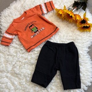 Carter's Daddy's Little Monster 100% Cotton Orange Black Newborn Matching Set !